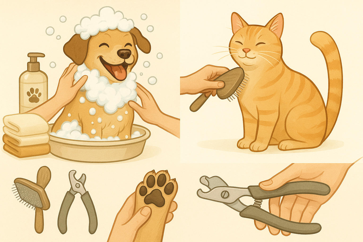 Baño, cepillado y cuidado de uñas: Guía completa de higiene para tu mascota