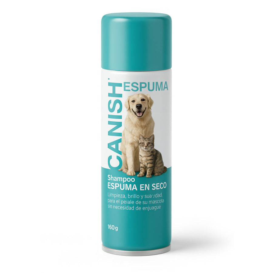 CANISH Espuma para Baño en Seco 160ml - Higiene Sin Agua para Mascotas